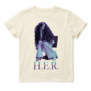 Cream Graphic T-Shirt with H.E.R. Design